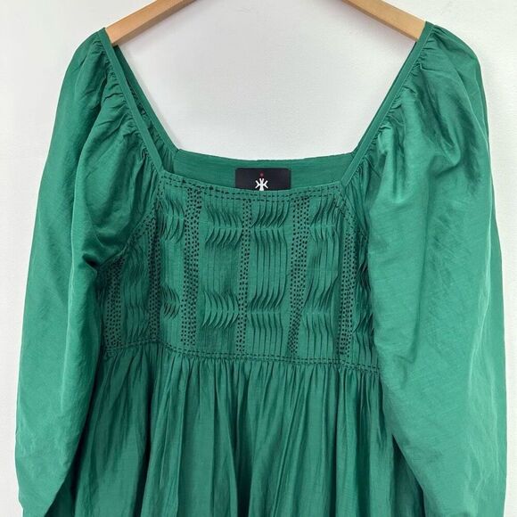 Tuckernuck Women’s Seema Kahai Green Embroidered Poplin Long Sleeve Maxi Dress - Picture 4 of 10